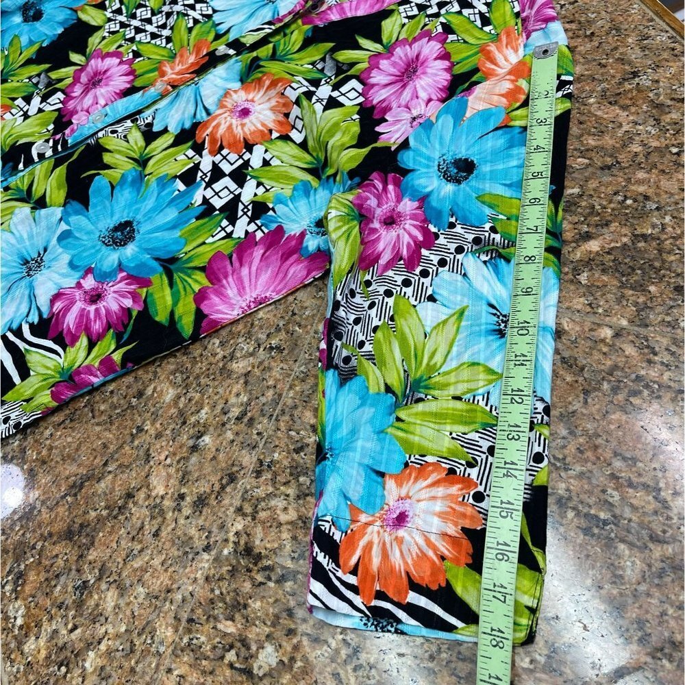 Alfred Dunner Women's Bright Floral Print 3/4 Sleeve Button Down Blouse Size 14P - Picture 12 of 16